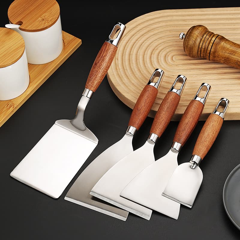 Teppanyaki Spatula, Stainless Steel Steak Turner, Pizza and Pan-fried Bun Tool, Triangular Pancake Spatula