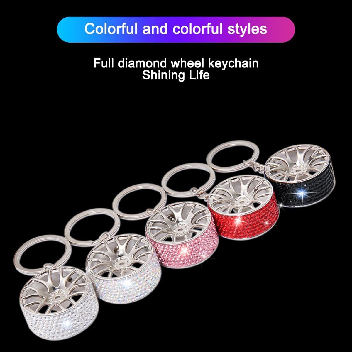 Cross-border Rhinestone Car Keychain Cross-border Zinc Alloy Wheel Car Key Pendant New Car Key Accessories