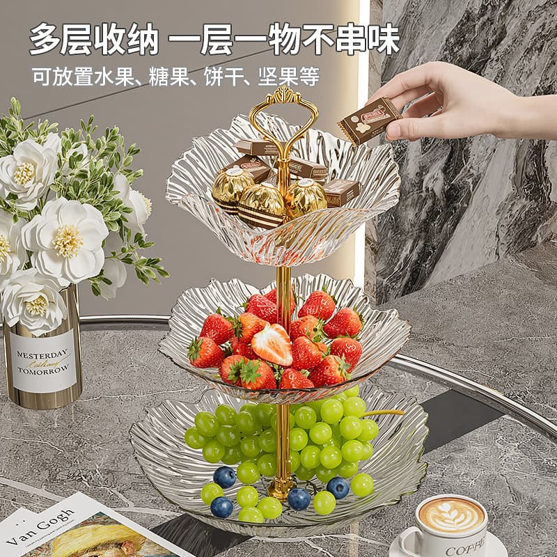 Multi-layer Fruit Tray, Luxury High-End Home Coffee Table Snack and Candy Display Plate, Stylish Living Room Fruit Bowl Decoration