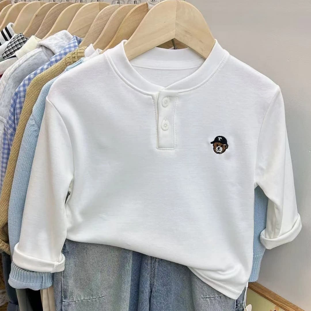 New Autumn Children's Polo Shirt 2025 New Arrival Boys Embroidered V-Neck Polo Shirt Baby Versatile Base T-Shirt
