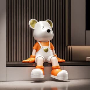 Trendy Sitting Violent Bear Figurine Large Size Coffee Shop Decoration Creative Cartoon Ornament Gift