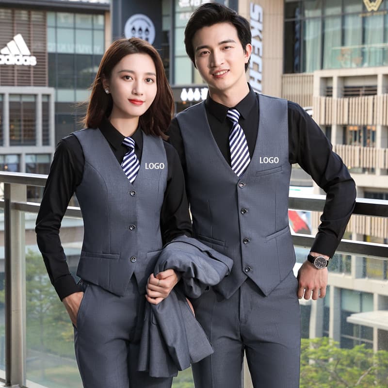 Unisex Autumn Winter Vest Set KTV Waiter 4S Hotel Professional Work Uniform Bank Vest Print Logo