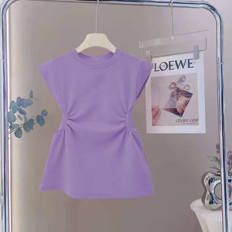 New Summer Korean Slimming Solid Color Waist Dress for Girls Candy Color