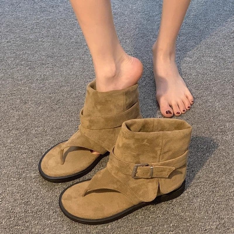 Trendy Flat Design Casual Versatile Sandals for Women Summer 2026, Chic Open-Toe Boots Style