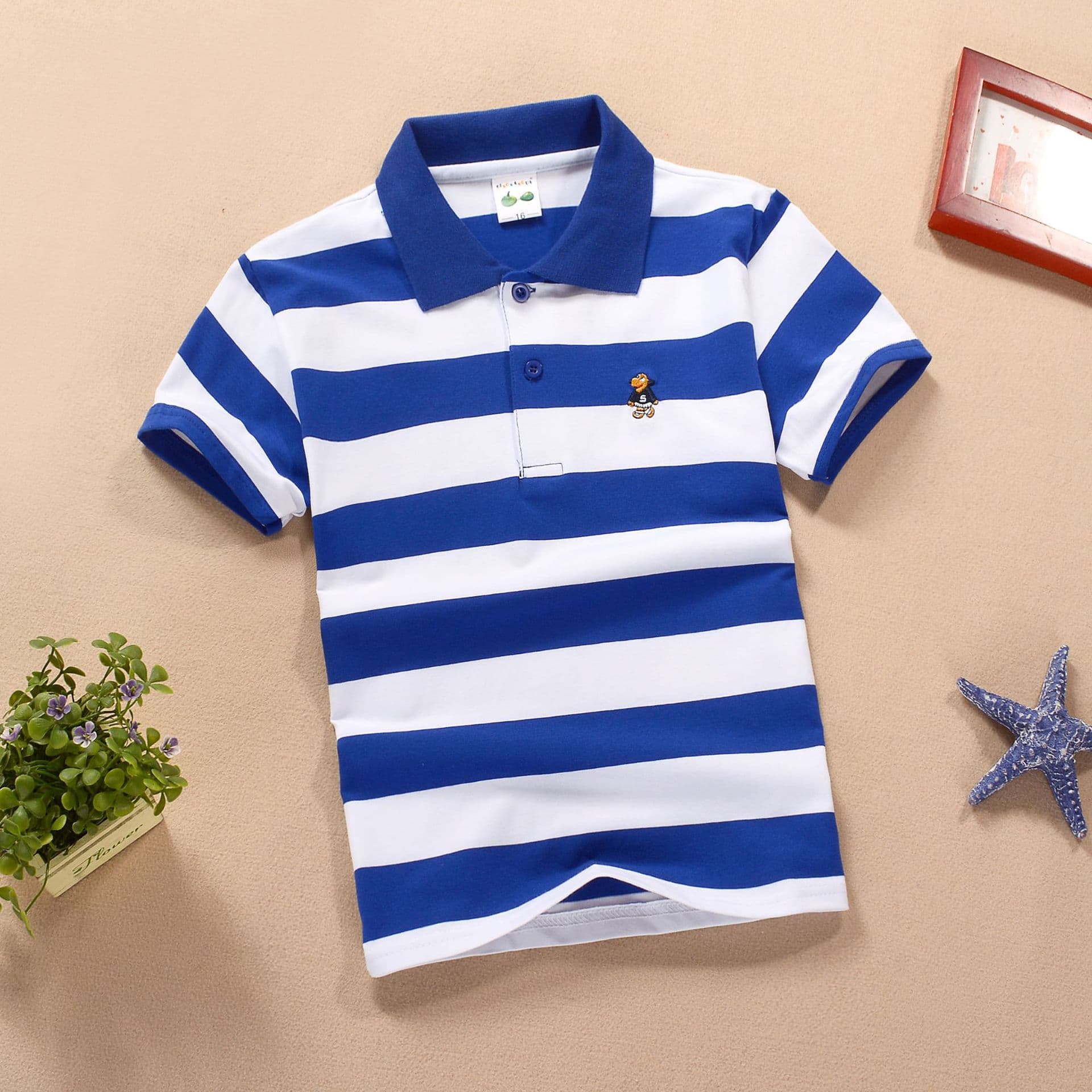 Custom Kids T-Shirt Summer Children's Striped Short-Sleeve Polo Shirt Turn-Down Collar Small Medium Large Kids Clothing