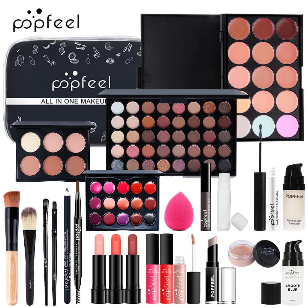 POPFEEL Beginner Cosmetics Makeup Set Full Kit for Students Light Makeup Gift Box Export Hot Seller