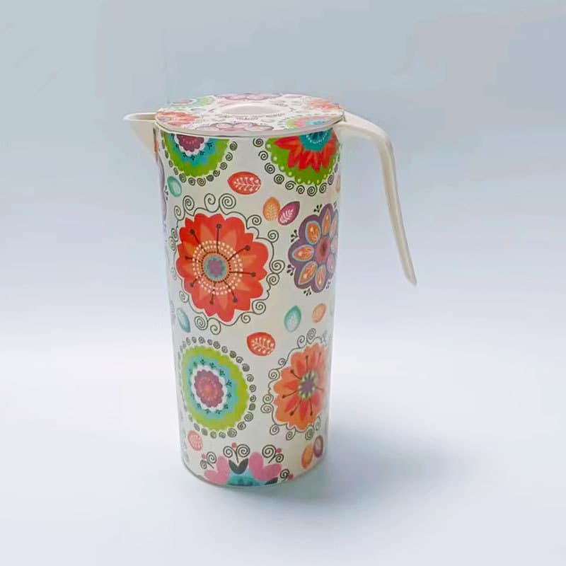 Directly supplied from the manufacturer, bamboo fiber kettles with lids, cold kettles, cold kettles with colorful patterns, wholesale round cold kettles