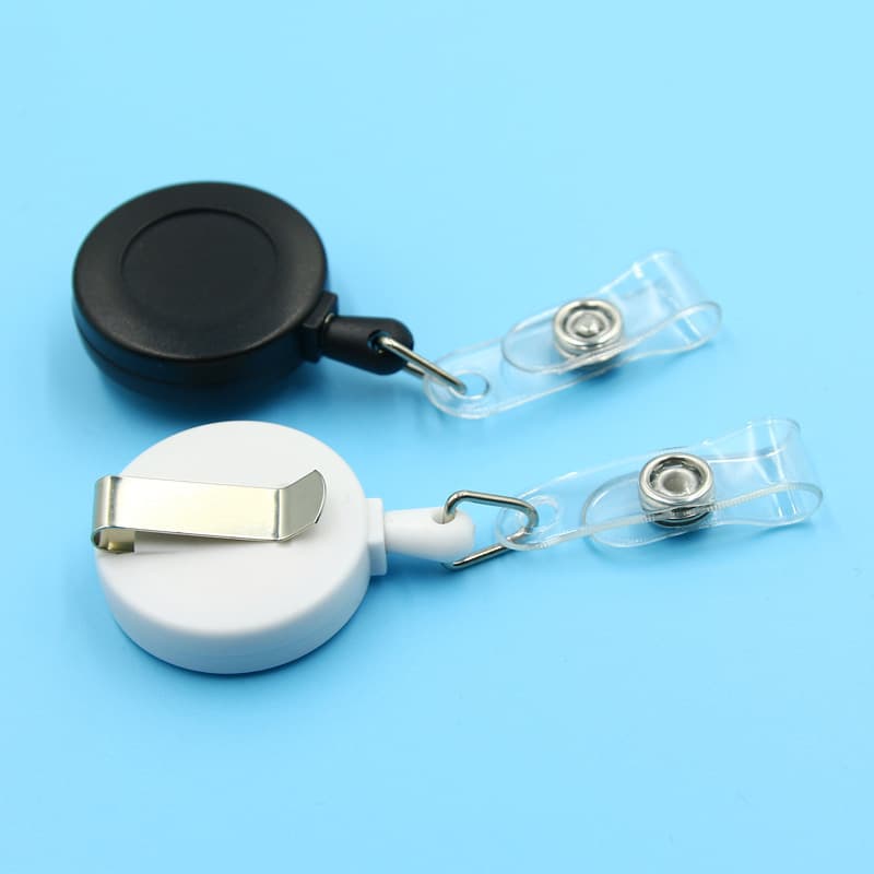 Frosted Round Pull-Tab ID Card Retractable Clip for Work Badges, Drip Glue Lanyard, and Badge Clip