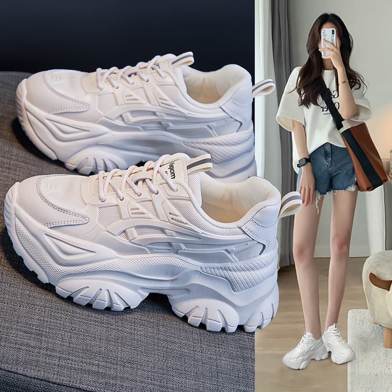 Dad Sneakers for Women 2026 New Trendy Spring Summer Breathable Mesh Thick Sole Street Style White Casual Sports Shoes