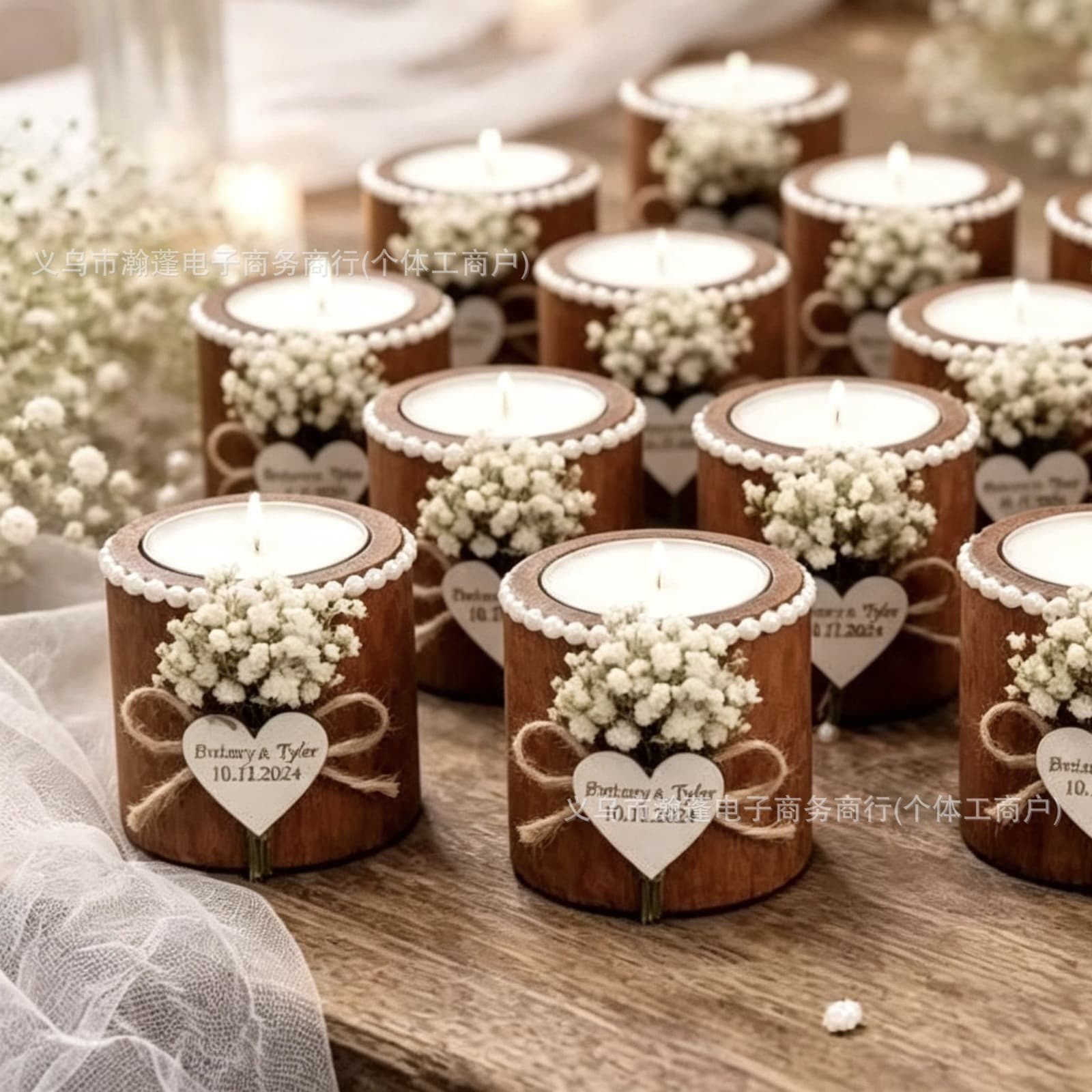 Country wedding letter change, handmade pearl candlestick gift, return gift, souvenir, table centerpiece