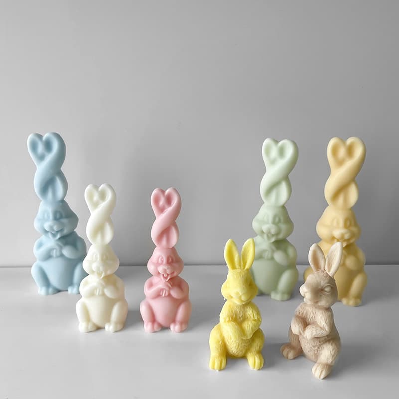 Three-dimensional twist rabbit candle silicone mold DIY rabbit scented candle plaster handmade soap diffuser stone grinding tool