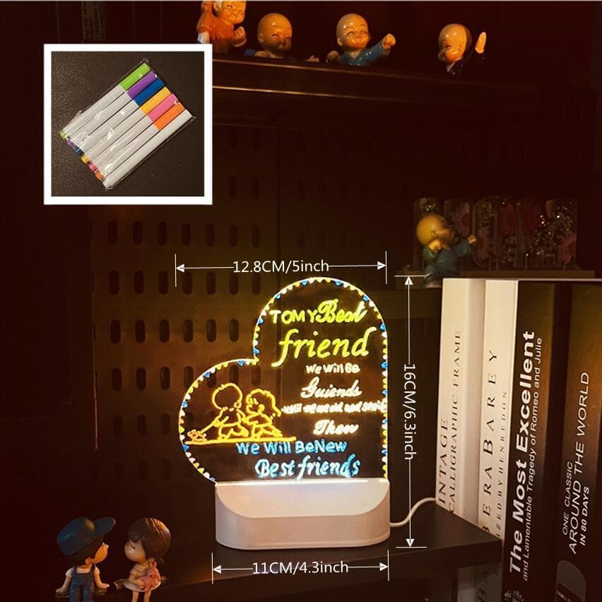 DIY Reusable Transparent Glowing Acrylic LED Message Board Writing Board Blackboard Ins Fluorescent Board Desktop