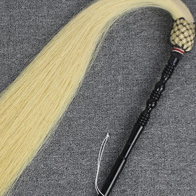 Genuine Horsehair Tai Chi Whisk, Fly Whisk Ritual Tool Prop, Floating Dust Daoist Supplies, Eunuch Buddhist Dust Sweeping Duster, Floating and Sinking