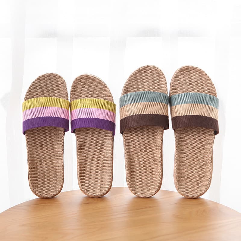 Seasonal Home Linen Slippers for Men and Women, Couples Indoor Anti-Slip Floor Slippers, Cotton Linen Summer and Autumn Slippers