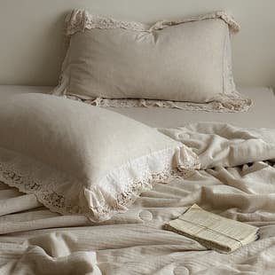 2026 New Class A Cotton Linen Embroidered Pillowcase, Linen Lace Princess Style Pillowcase, Korean Style Lace