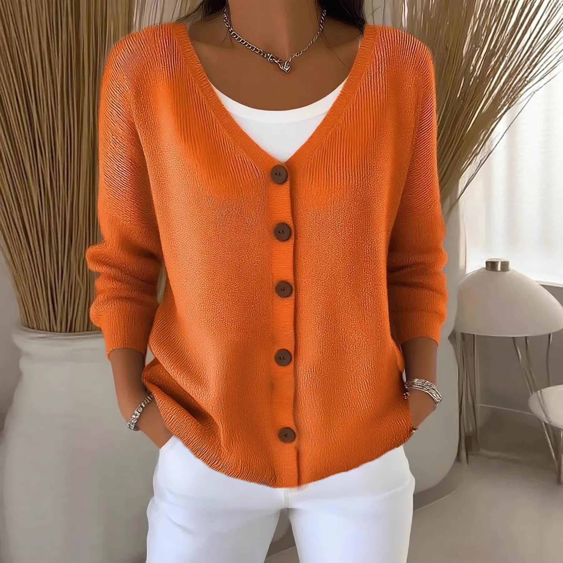 Oversized Knit Cardigan for Women – Solid Color Casual Sweater Jacket, New Autumn/Winter Fashion for Plus Size, Export Style for Europe and America