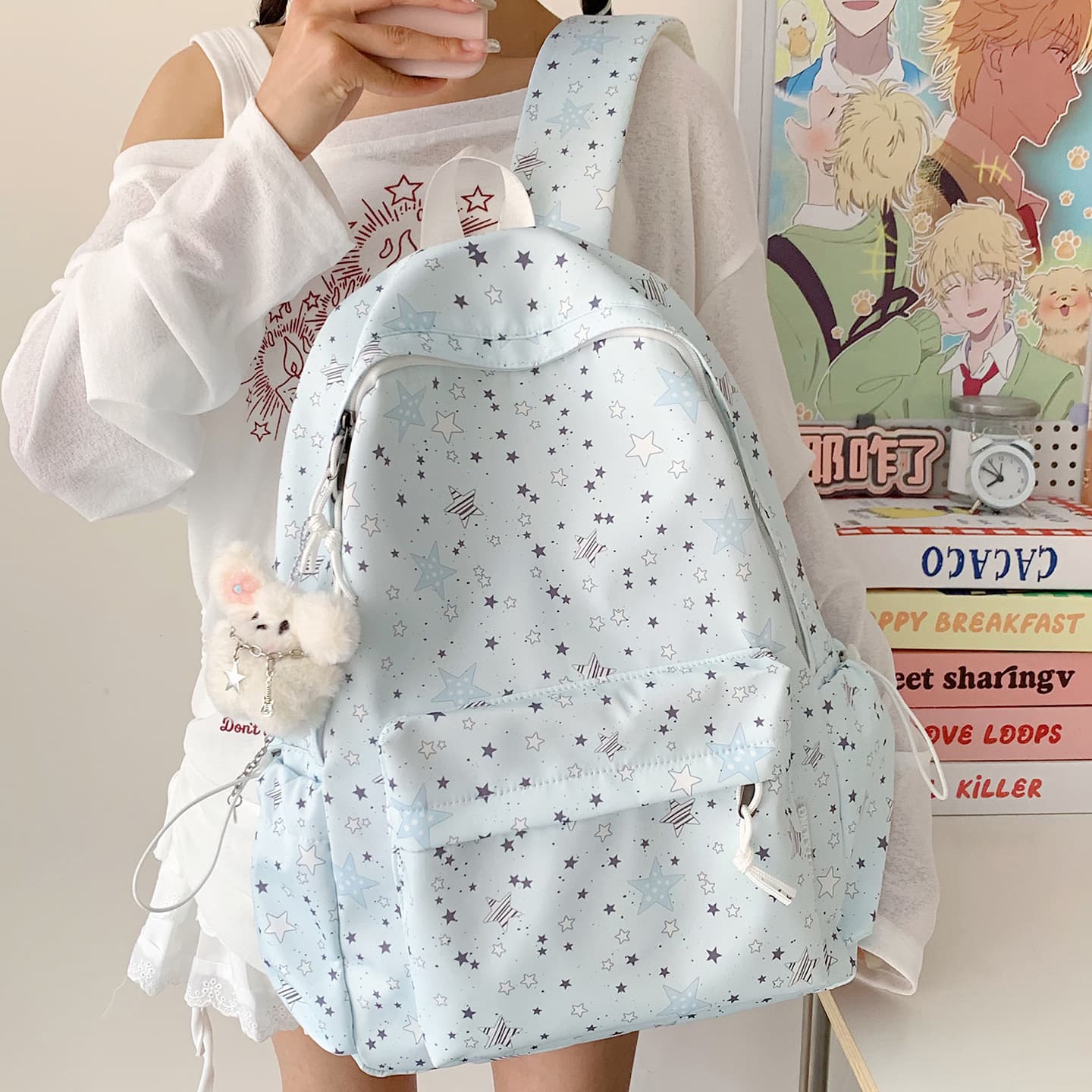 High-Aesthetic Backpack for Middle School, High School, and College Girls – Lightweight Casual Large-Capacity Fresh Style Double-Shoulder Bag
