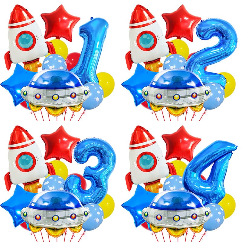 Cross-border new astronaut astronaut theme birthday party decoration rocket balloon aluminum film balloon first year arrangement