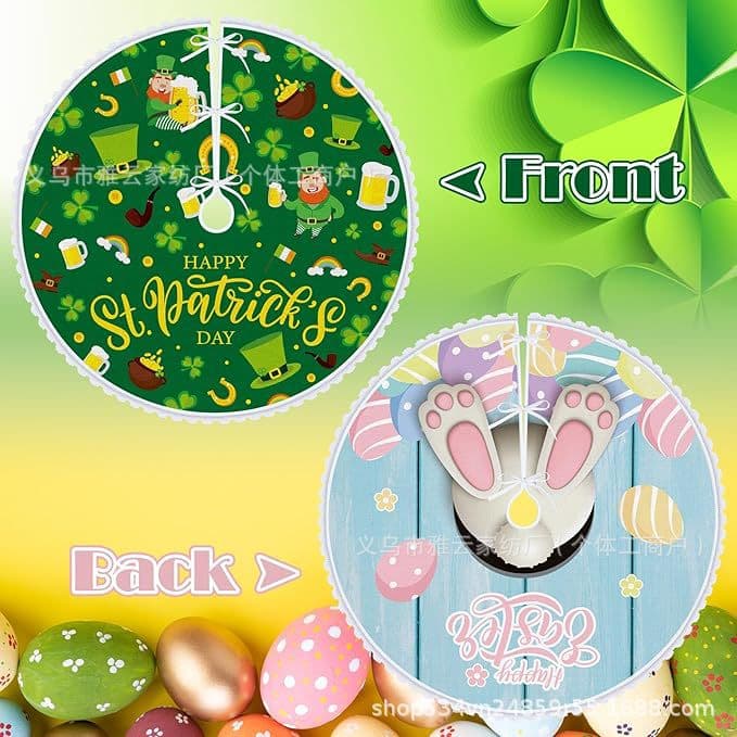 New Cross-border Double-sided Independent Revival Autumn St. Patrick's Tree Skirt, Classic Holiday Style for Festive Decor