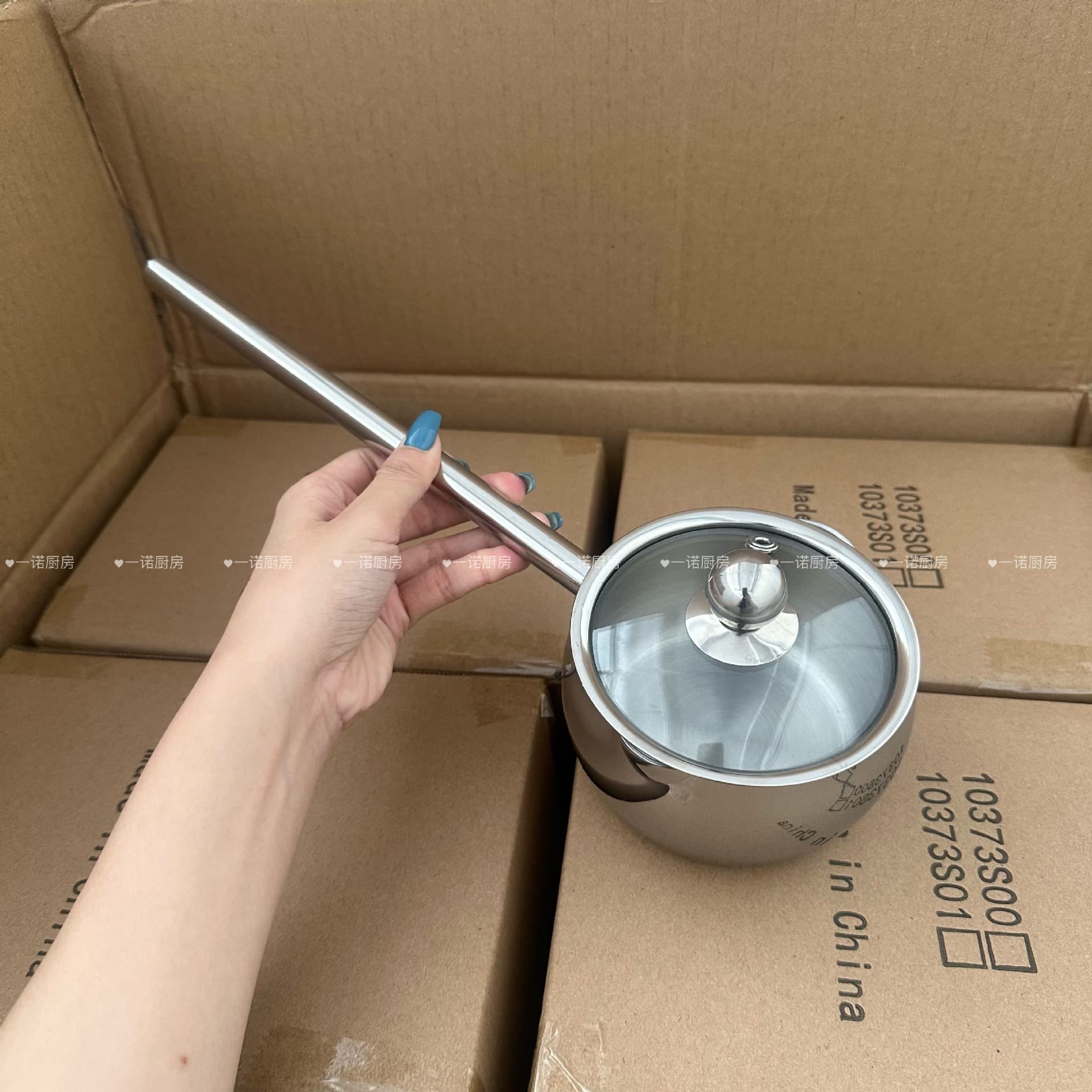 Yinuo Kitchen 316 Stainless Steel Oil Splash Spoon Long Handle Oil Pouring Pot Kitchen Hot Oil Small Pot for Seasoning and Drizzling