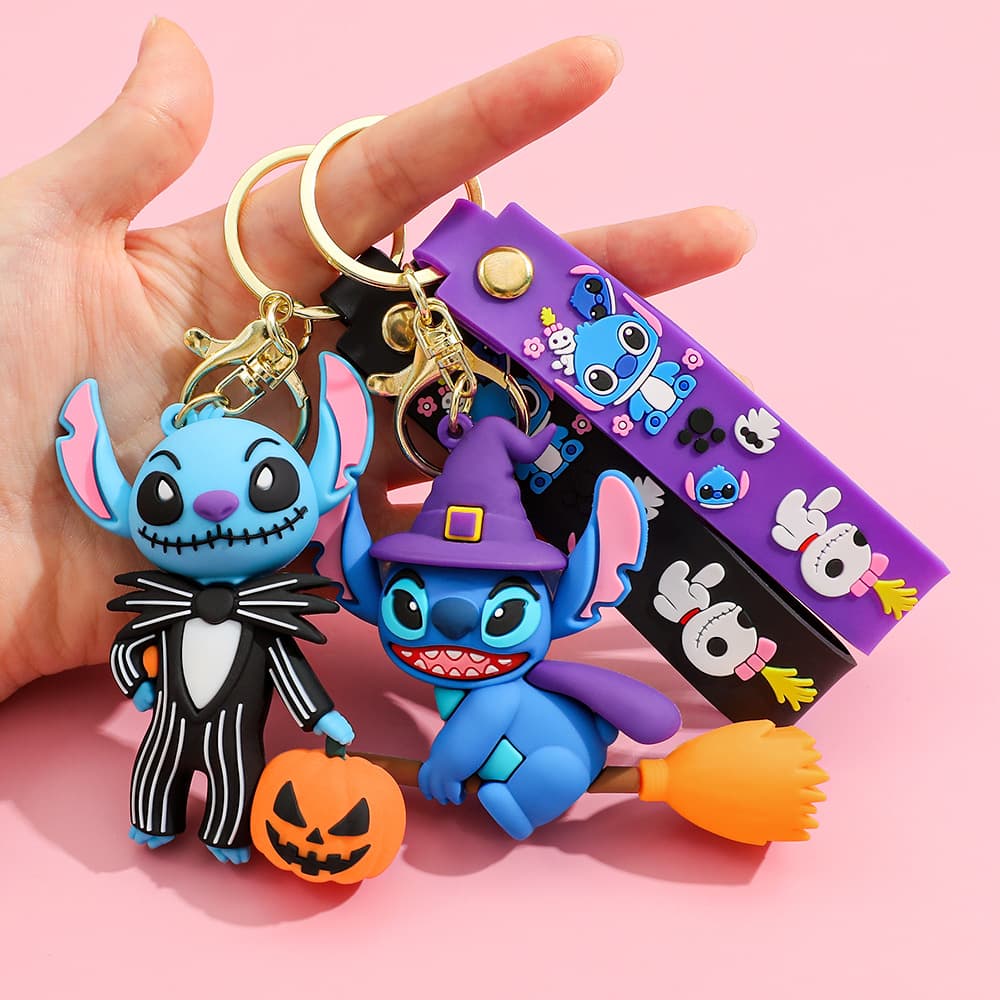 Creative Cartoon Halloween Stitch Keychain Cute Pumpkin Stitch Keychain Men's and Women's Bags Accessories Gifts