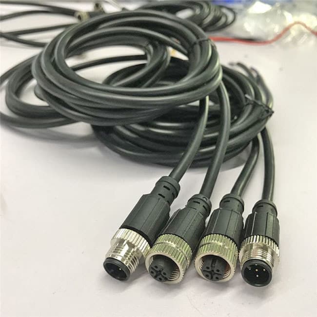 In stock right-angle M12 temperature transmitter connector, 4/5/8-pin straight male/female plug 90-degree connector