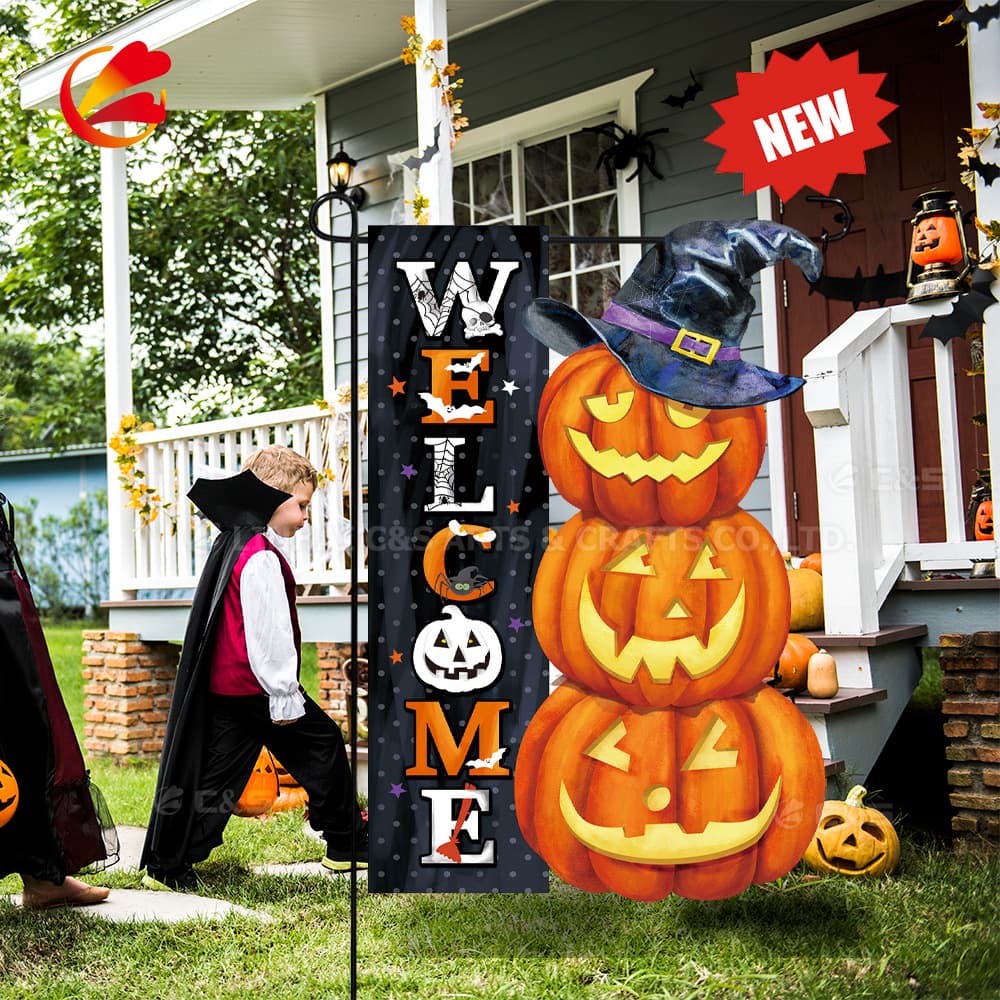 New Cross-Border Shaped Halloween Garden Flag, Halloween Garden Decoration, Holiday Decorative Flag, Double-Sided 3D Garden Flag