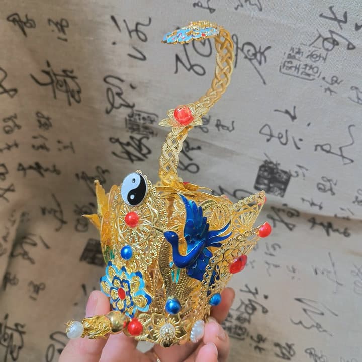 Taoist Ritual Items: High Priest Hat, Tai Chi Lotus Crown, Crystal Crown, Cloisonné Lotus Crown, Hexagonal Hat