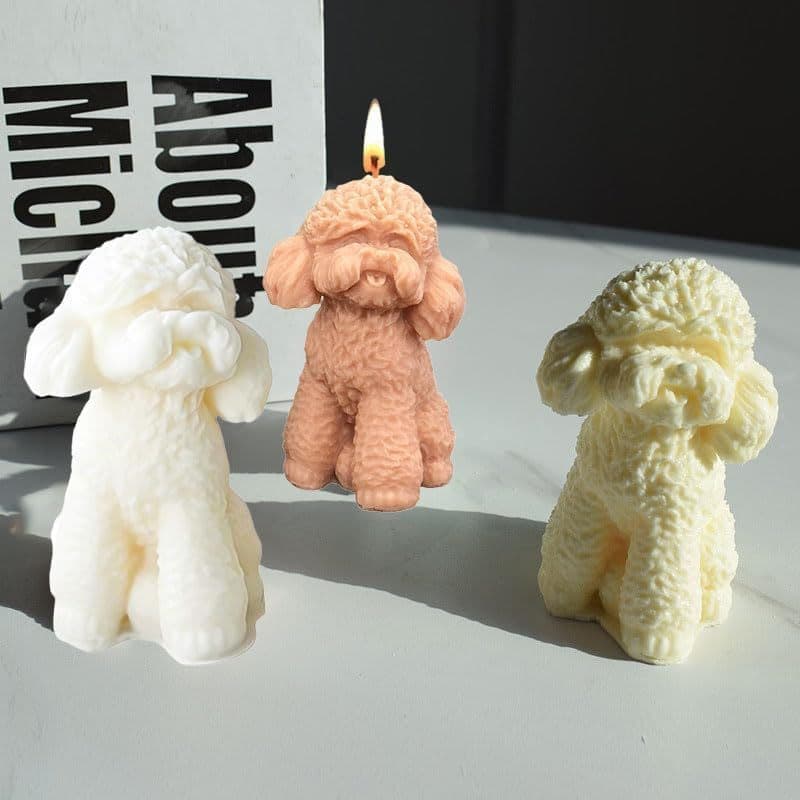 Standing Teddy Dog Aromatherapy Candle Silicone Mold DIY 3D Teddy Dog Resin Figurine Scented Stone Mold
