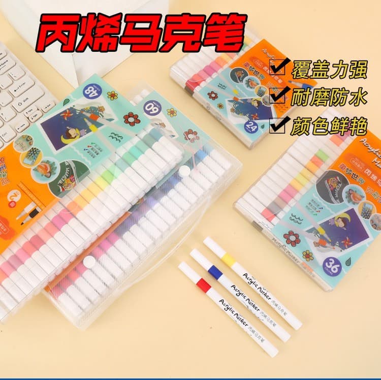 Acrylic Marker Pens 12/24/36/48/60 Colors Art Painting DIY Graffiti Water-Based Markers