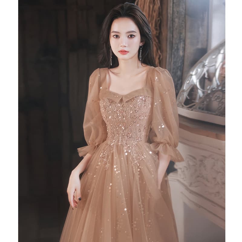 Evening Dress High-End Niche Luxury Host Banquet Elegant Socialite Premium Bridesmaid Dress Women Spring Long Sleeve