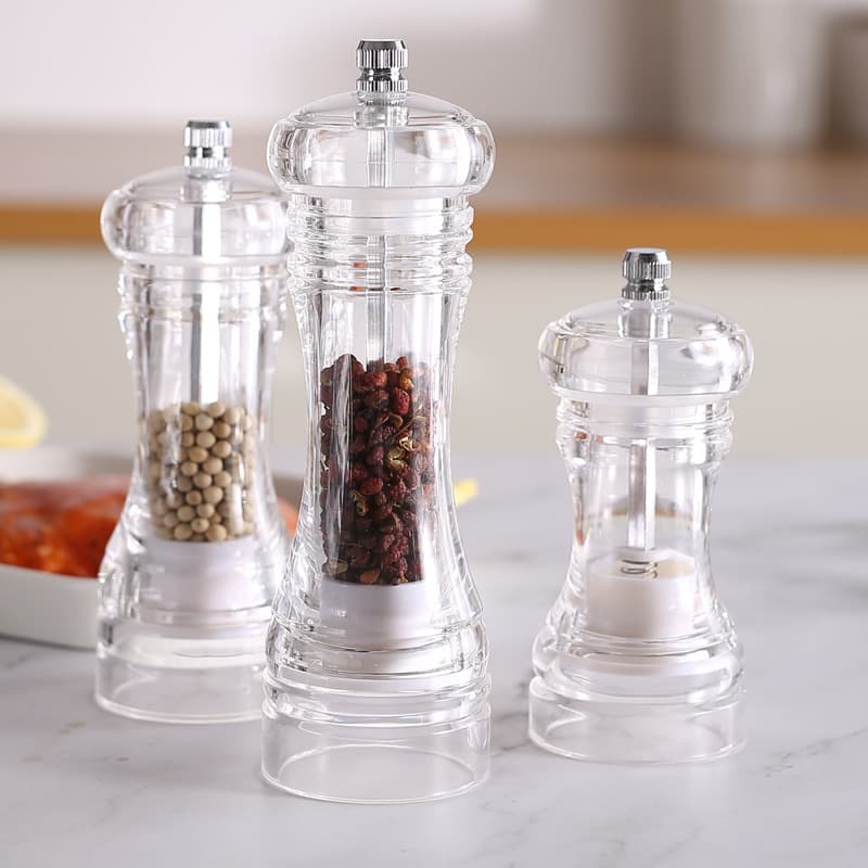 Manual Acrylic Mill Black Bamboo Pepper Spice Grinder Multi-use Seasoning Bottle Kitchen Tools Sea Salt Mill