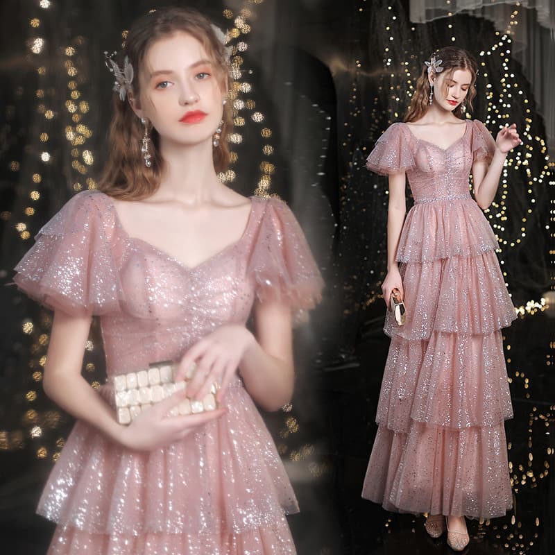 Starry Pink Bride Wedding Toast Dress 2026 New Autumn Summer Evening Banquet Annual Meeting Socialite Host Evening Gown