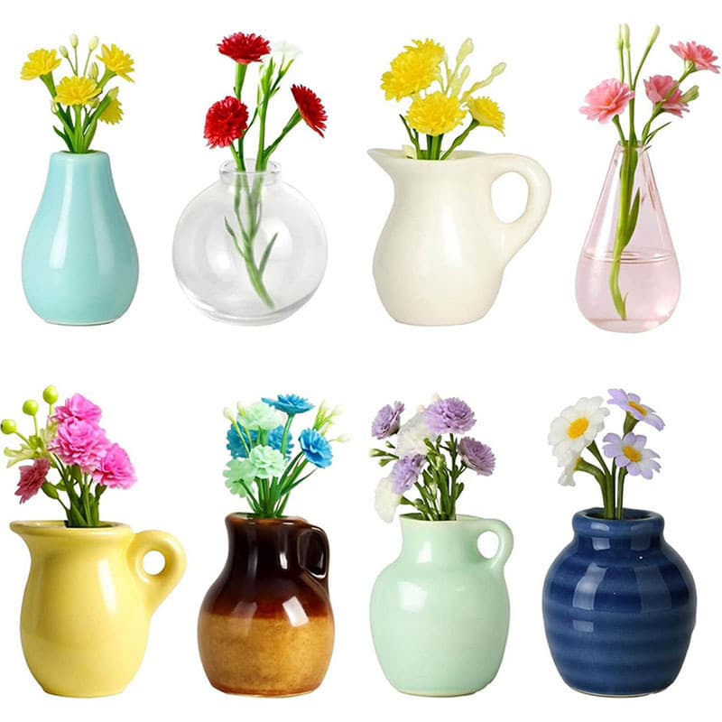 New Cross-Border Mini Ceramic Vase with Magnet for Kitchen Fridge Office Cute Girl Decoration with Flowers