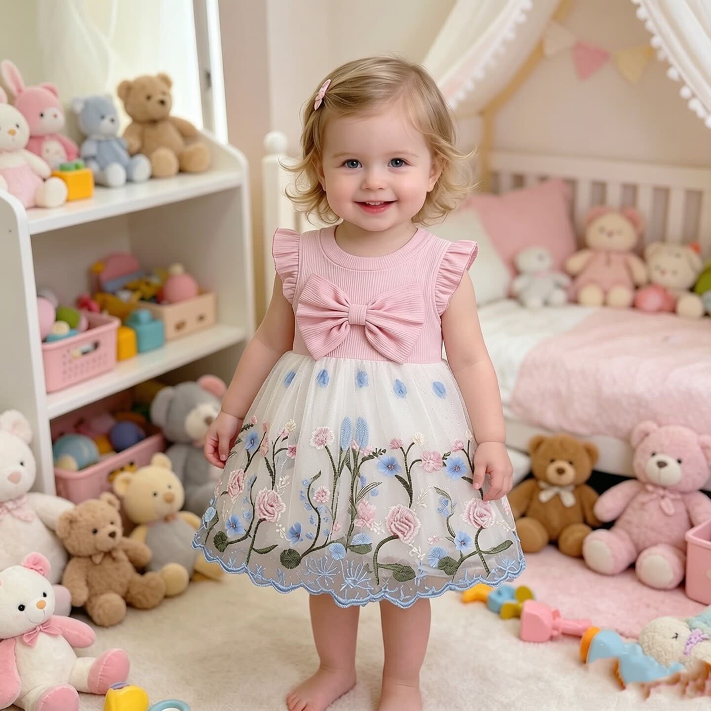 Girls' Summer Dress 2026 New Stylish Children's Butterfly Princess Dress Baby Gown Thin and Sweet Style