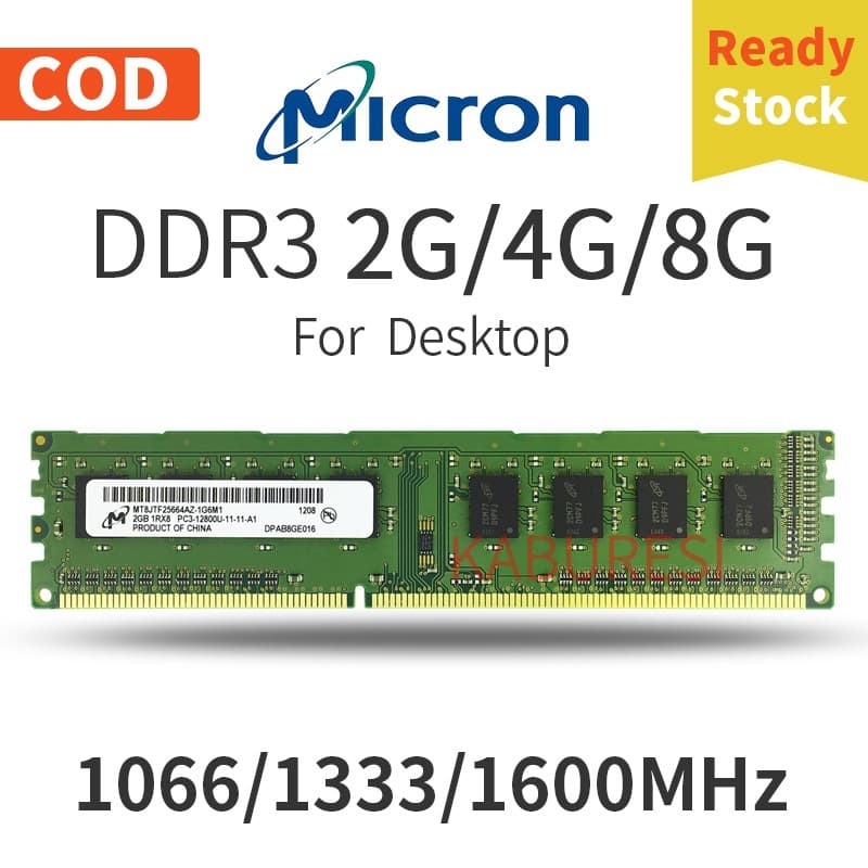 Micron DDR3 4GB/8GB Desktop Memory Module PC3-12800U Gen 3
