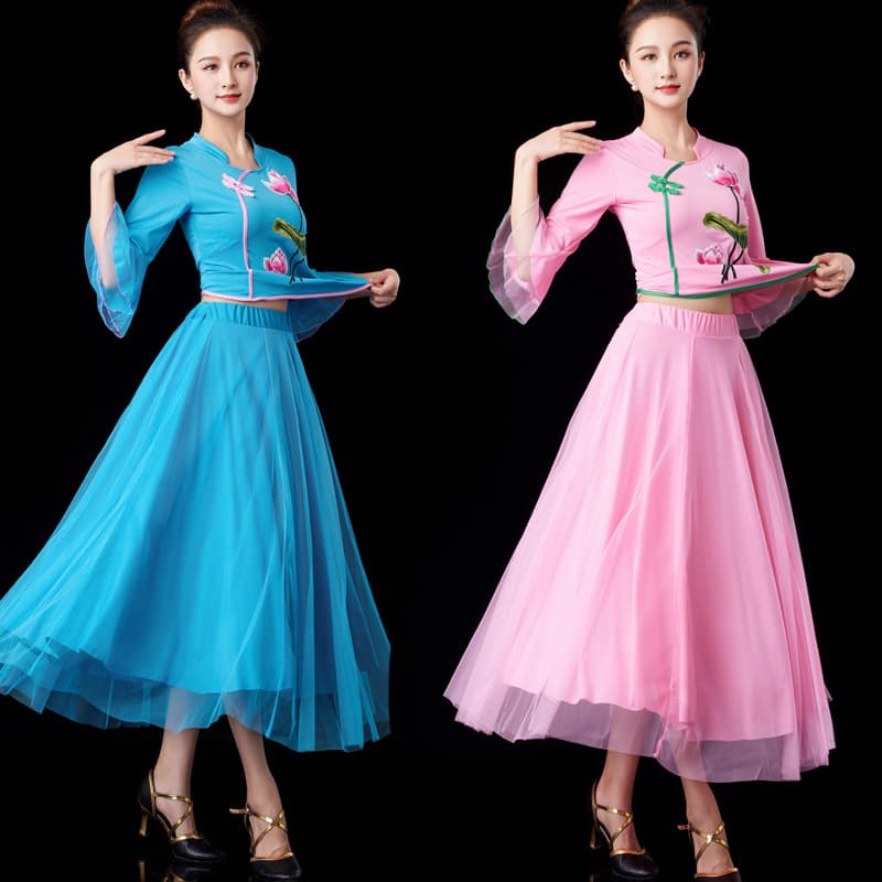 2024 New Bright Red Square Dance Costume Set for Middle-aged and Elderly Group Performances, Competitions, and Yangko Dance Costume