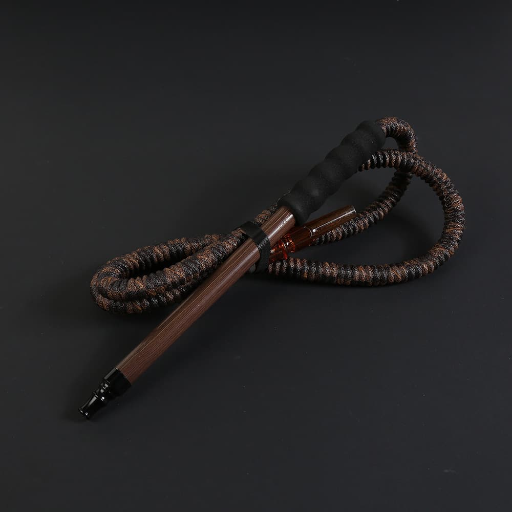 High-grade wood grain handle hookah pipe leather corrugated shishahose universal hookah accessories hose wholesale