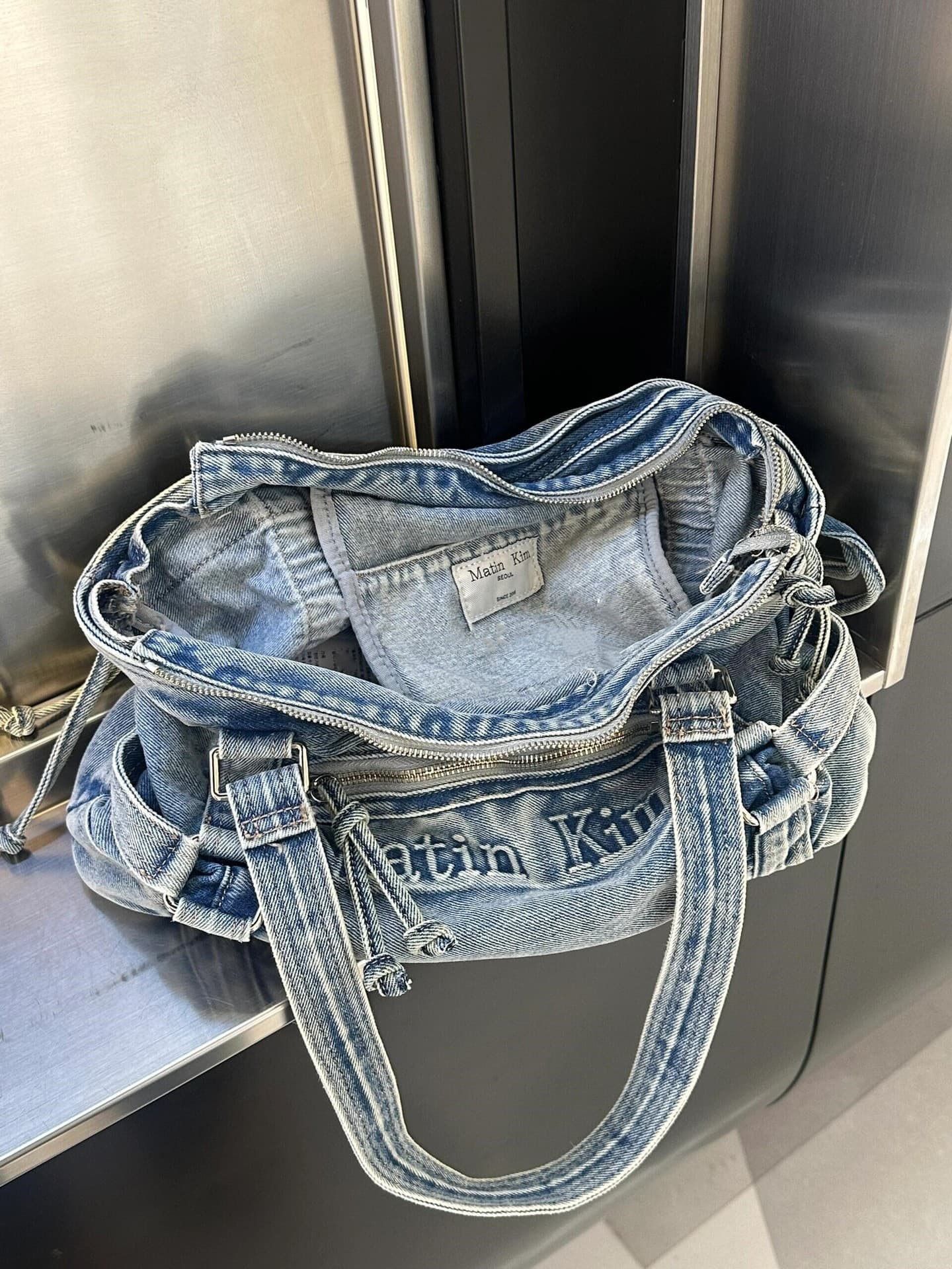 Korean New Matin Kim Vintage Denim Tote Bag Women's Niche Shoulder Bag Underarm Bag Women's Bag Wholesale