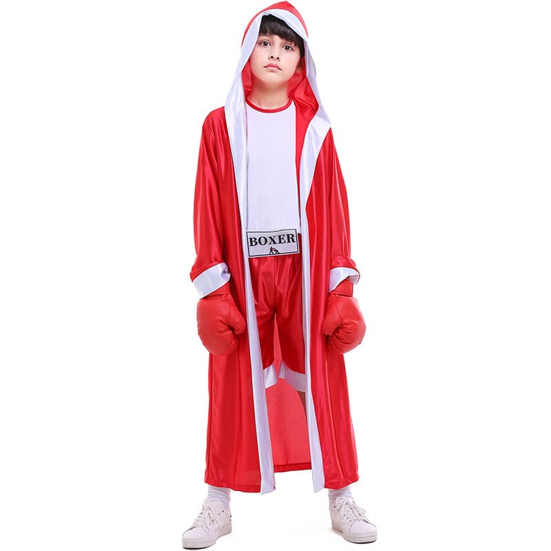Halloween costumes two-color children's sportswear red and blue boxers children's boxing match costumes photography costumes