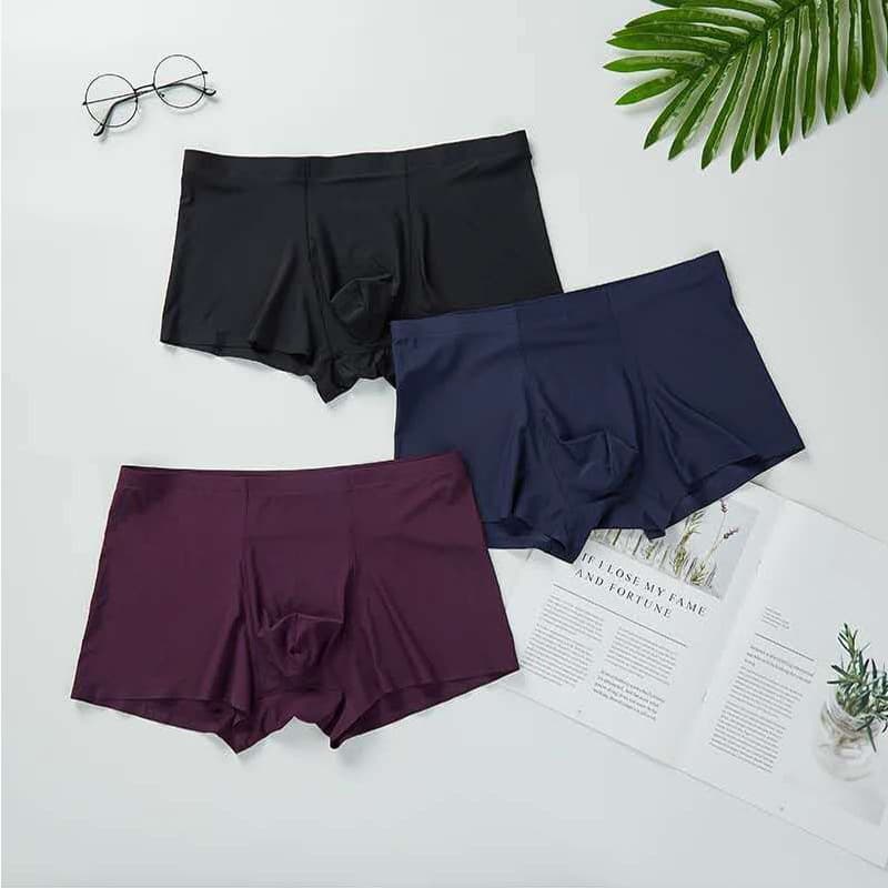 Plus Size Men's Boxer Briefs, Ice Silk Comfortable Breathable Trunks, Seamless Underwear
