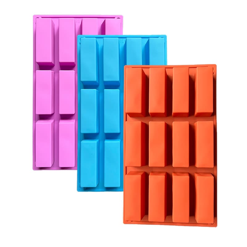 12-Cavity Granola Bar Mold, Rectangular Silicone Mold for Baking Chocolate Energy Bars / Brownies
