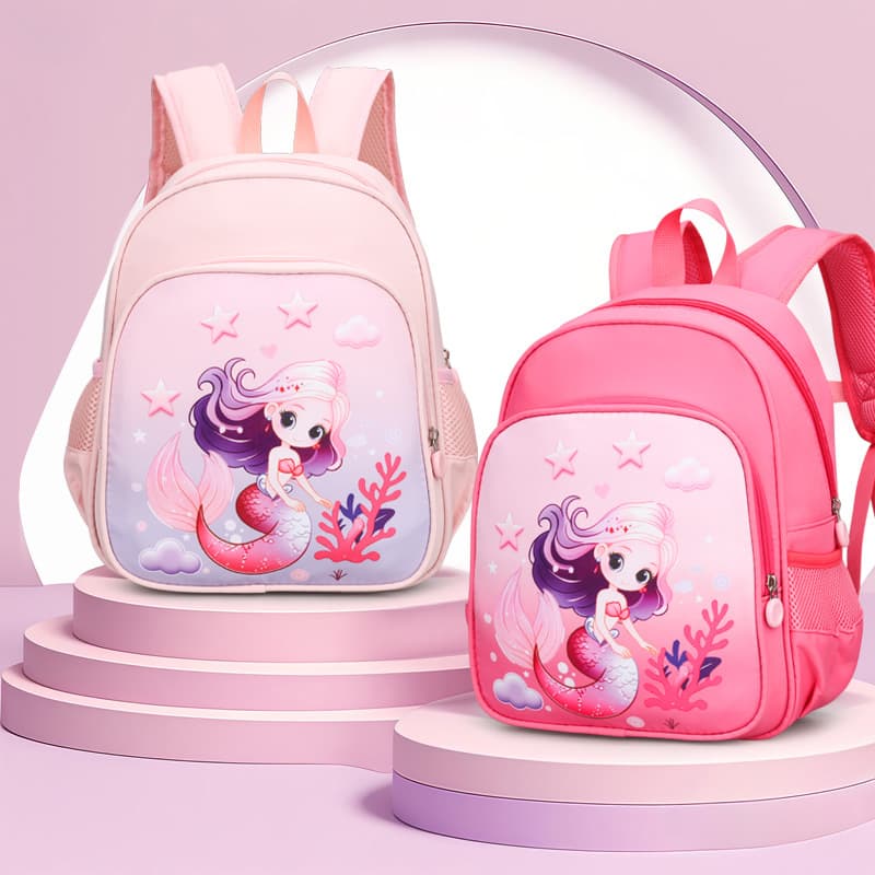 New Mermaid Kids Backpack for Girls, Preschool Kindergarten Bag for Ages 3-6, Princess Double Shoulder School Bag
