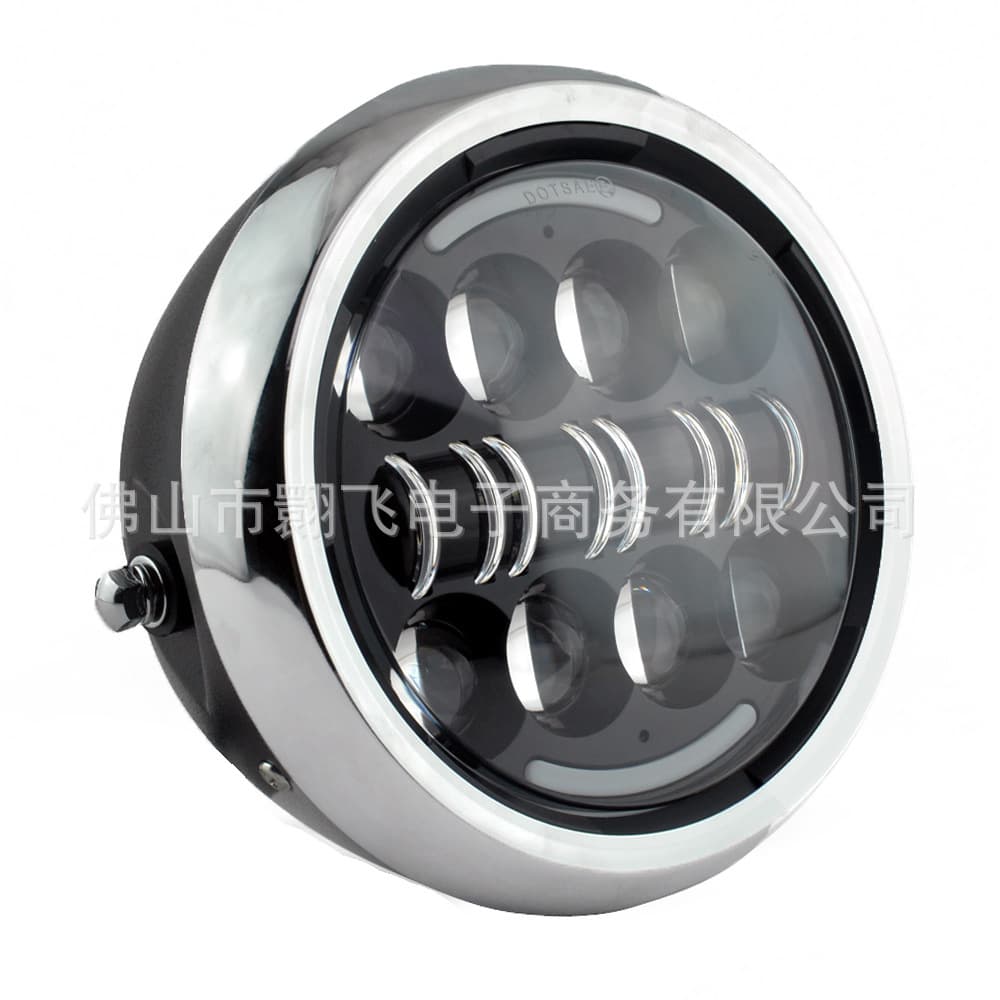 7.5-inch Harley LED Headlight Cruise Prince Angel Ring High Low Beam Motorcycle Front Spotlight Car Light