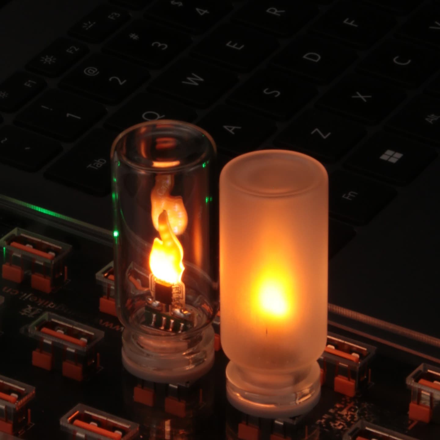 Cross-border Frosted USB Flame Ambient Light LED Transparent Glass Bottle Electronic Night Light Bedroom Decorative Lamp Acrylic