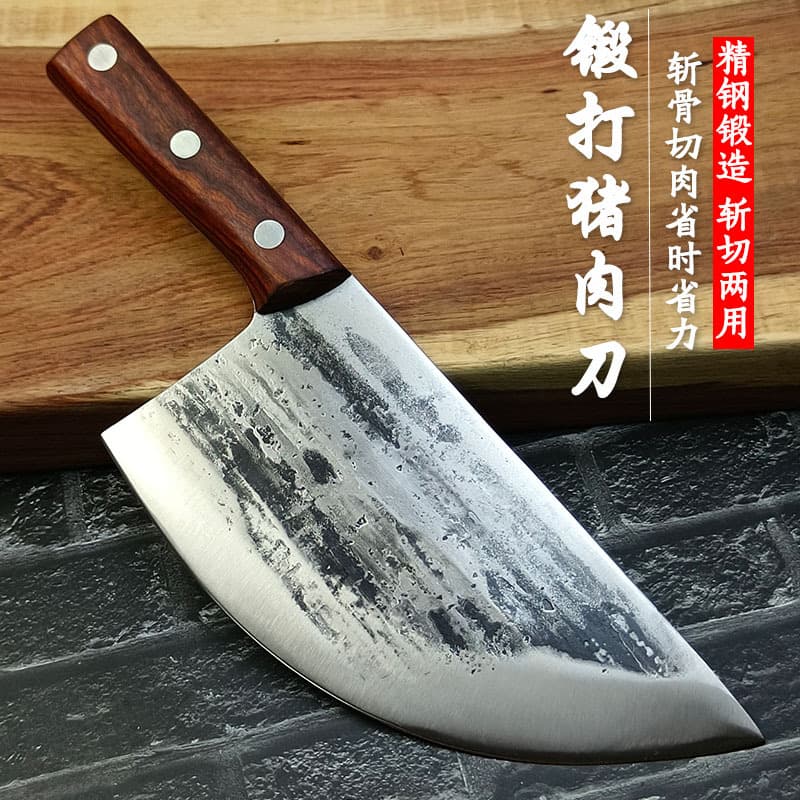 Blacksmith Handmade Pork Knife Chopping Knife Meat Knife Special Tool Butcher Curved Knife Beef Knife Home Use