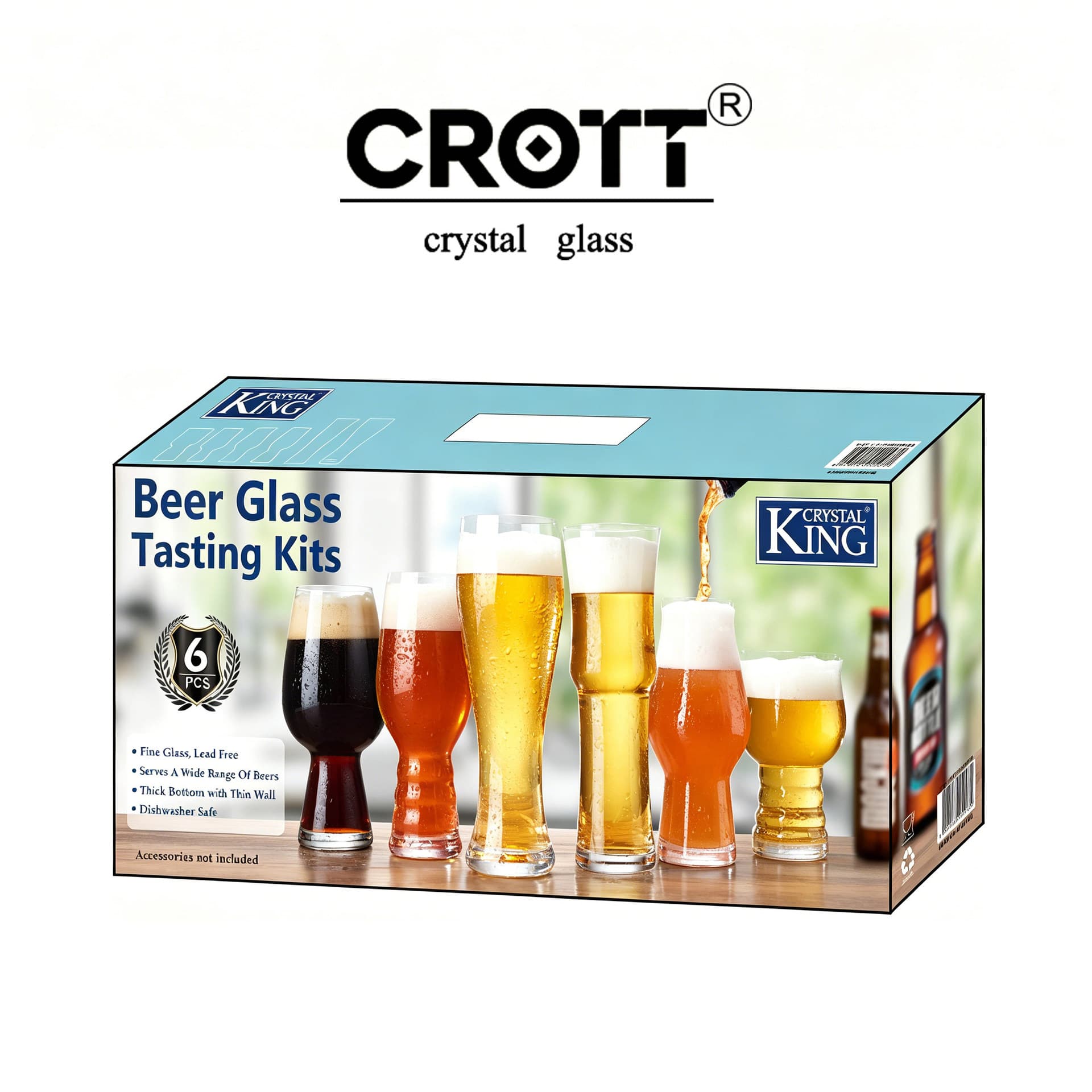 CROTT Crystal Glass Tulip IPA Craft Beer Tasting Glass Pilsner Large Home Beer Mug Set