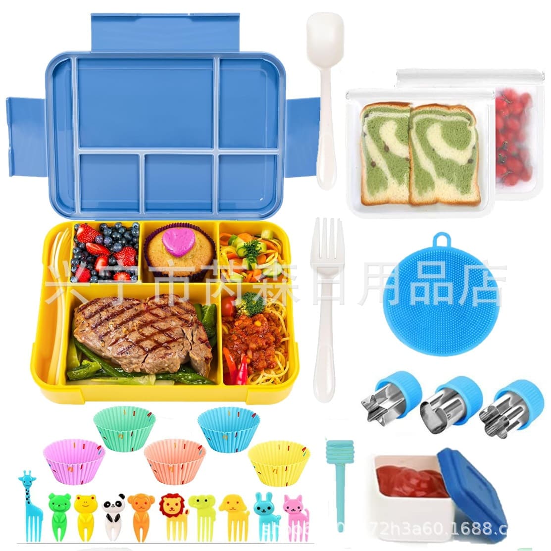Amazon 26-piece lunch box set, take-out children's leak-proof lunch box, snack bag, silicone cup set