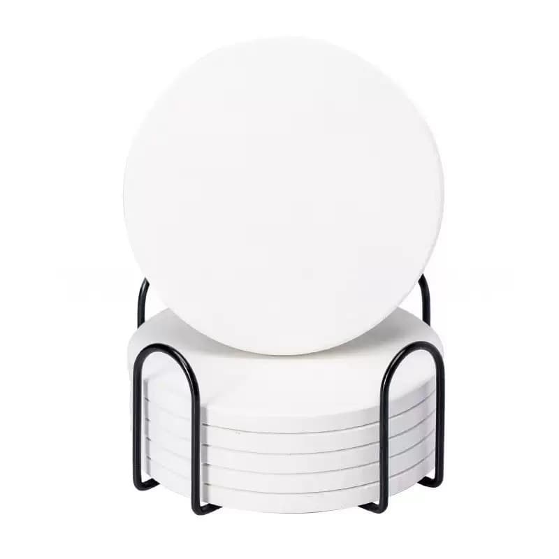 White Blank Ceramic Coasters Round Ceramic Square Coasters Ceramic Bisque Quick-Dry Absorbent Coasters Wash Cup Coasters Wholesale