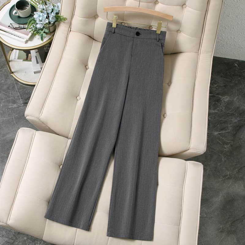 KZ190 - Plus Size Women's Straight Leg Pants for Work, Loose Fit Summer Lightweight Long Pants for Curvy Women